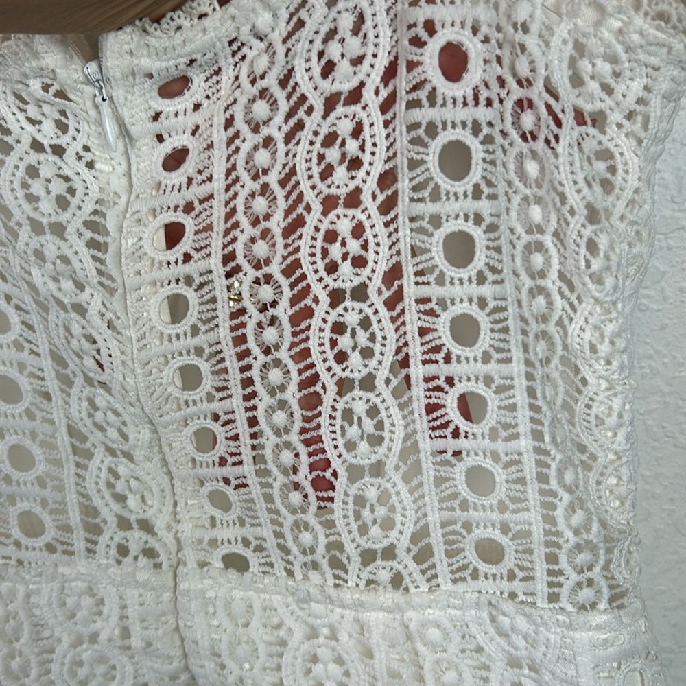 Superdown Del Crochet Keyhole Dress in White Small - Picture 7 of 8